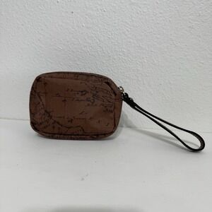 Patricia Nash Brown Leather Signature Map Small Zipper Pouch